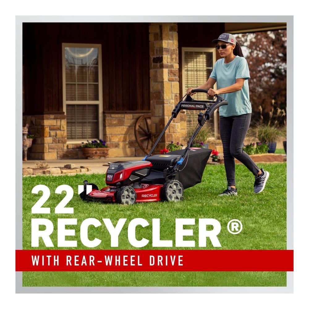 Toro 22 Inch Recycler Personal Pace SmartStow Lawn Mower with Battery, large image number 4