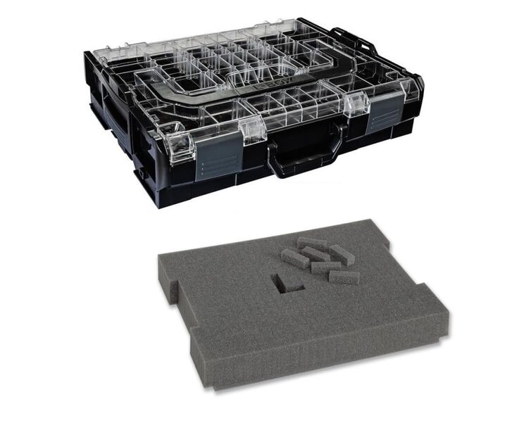 L-BOXX Model Number 102 Black Tool Box with Transparent Lid and Foam Insert Bundle
