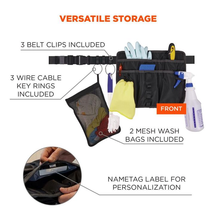 Ergodyne Arsenal 5715 Black Cleaning Apron Pouch with Pockets, large image number 2