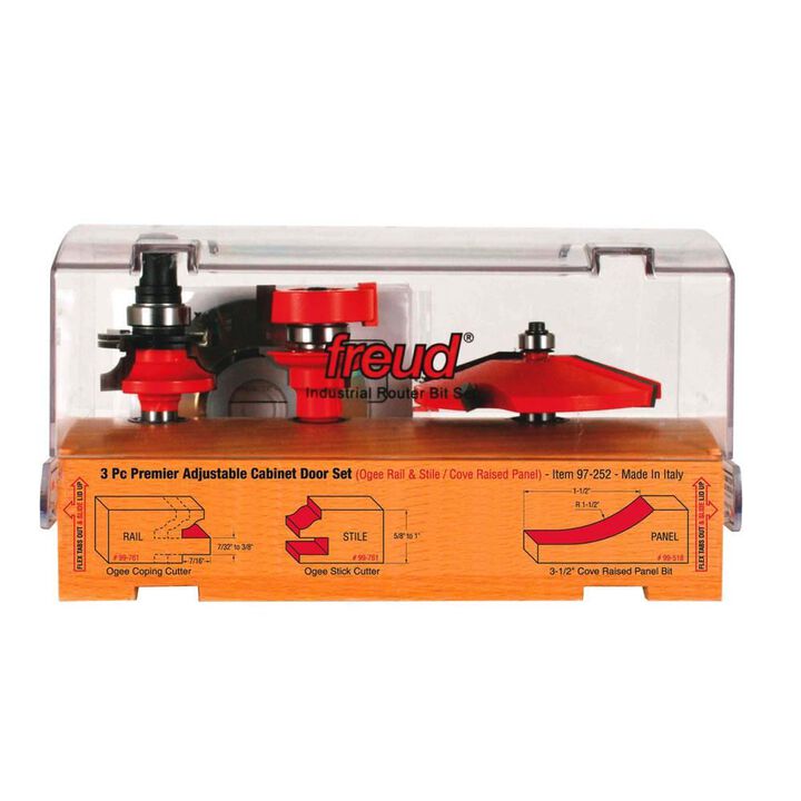Freud 3 piece Premier Adjustable Cabinet Bit Set