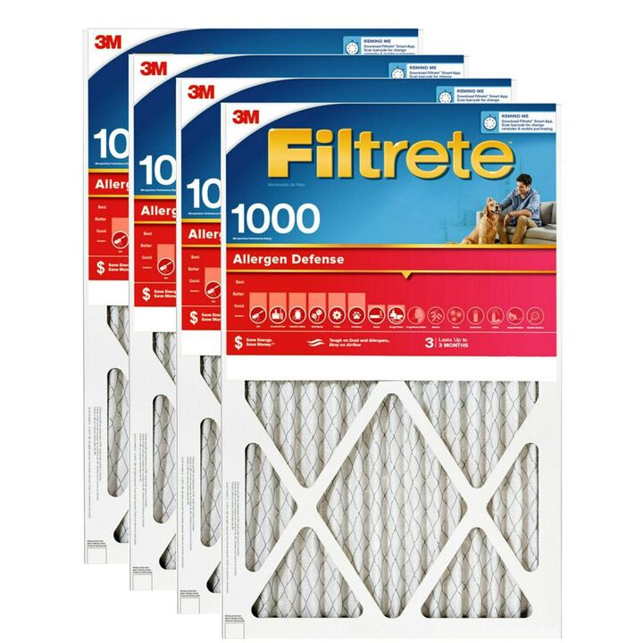 3M Filtrete 16 x 30 x 1-Inch 1000 MPR MERV 11 Allergen Defense Furnace Air Filter, 4-Pack