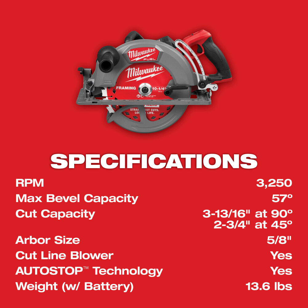 Milwaukee M18 FUEL 10-1/4 Inch Rear Handle Circular Saw Kit, large image number 9
