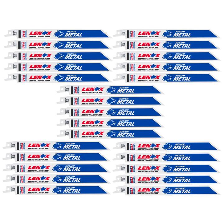 Lenox 8 Inch 18 TPI  Metal Cutting Bi-Metal Reciprocating Saw Blade, 25 Pieces