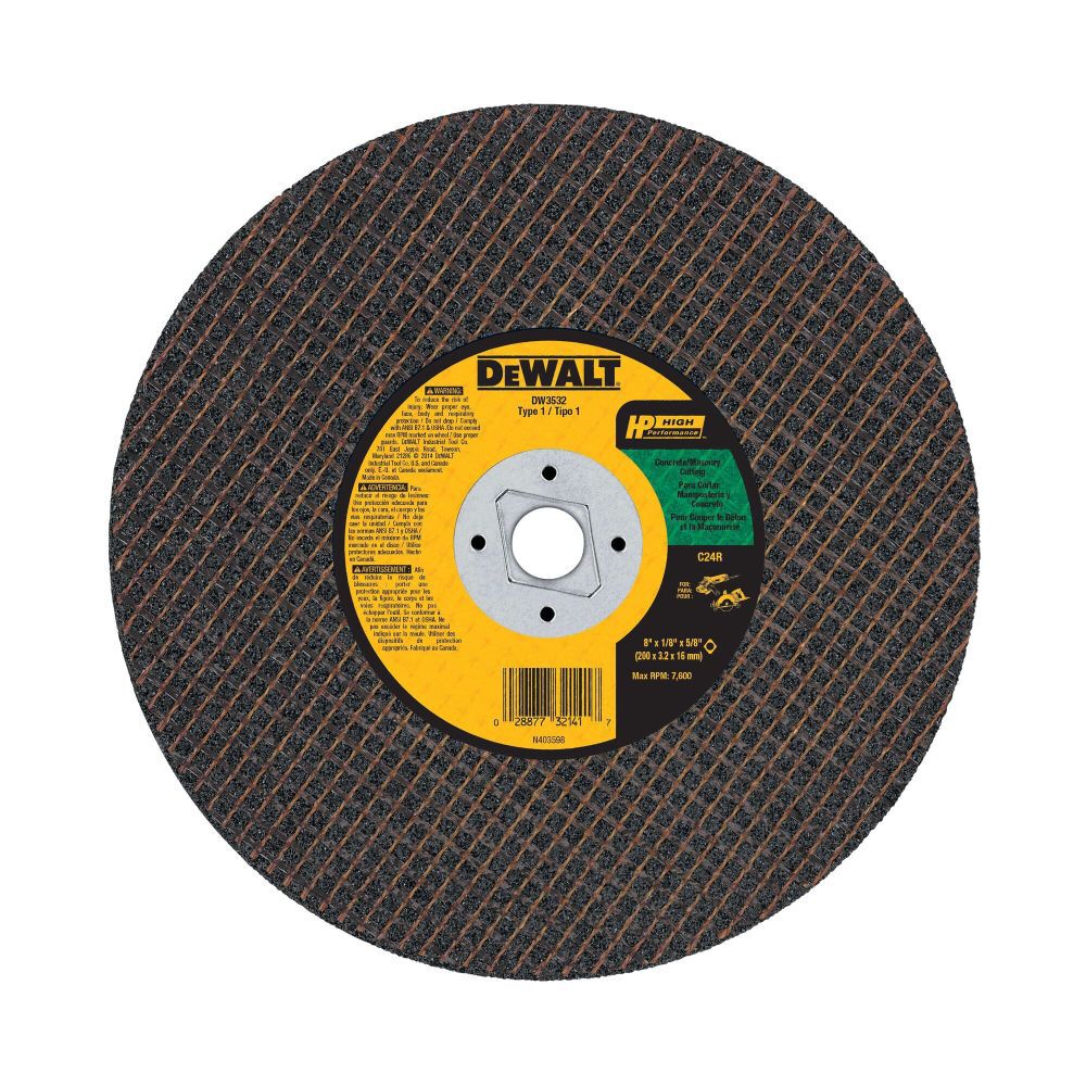 DEWALT 8 Inch x 1/8 Inch x 5/8 Inch Diamond Drive Masonry Cutting Wheel, large image number 1