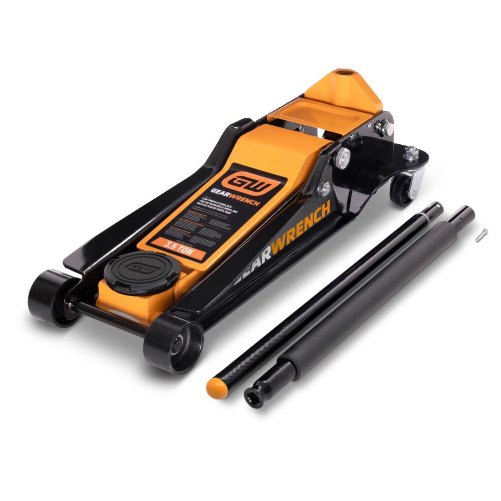 GEARWRENCH 3.5 Ton Low Profile Floor Jack & 6 Ton Ratcheting Jack Stand 2 Pack Bundle, large image number 4