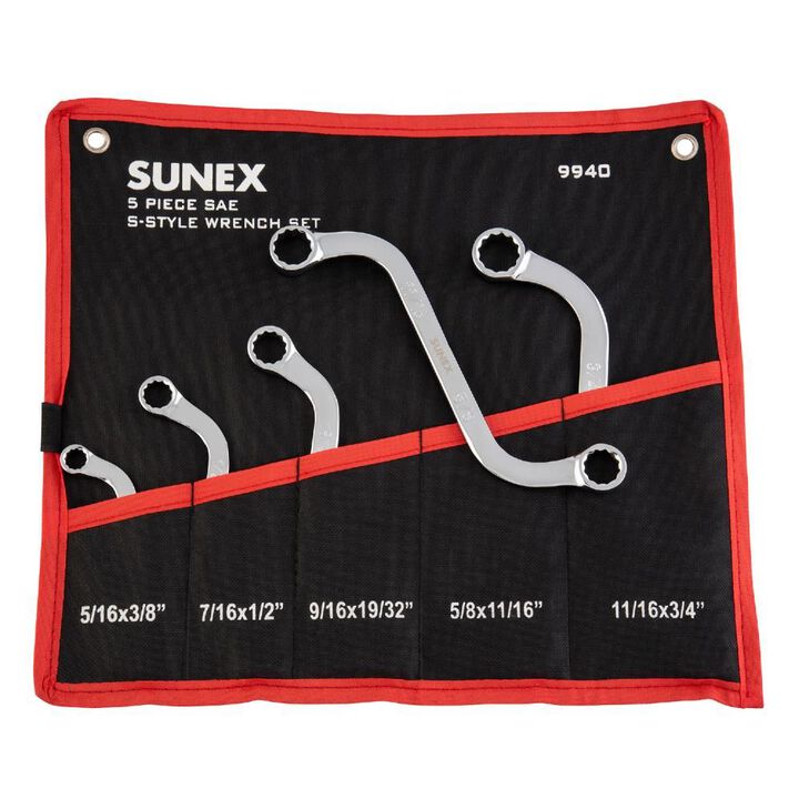 Sunex SAE S-Style Wrench Set 5pc