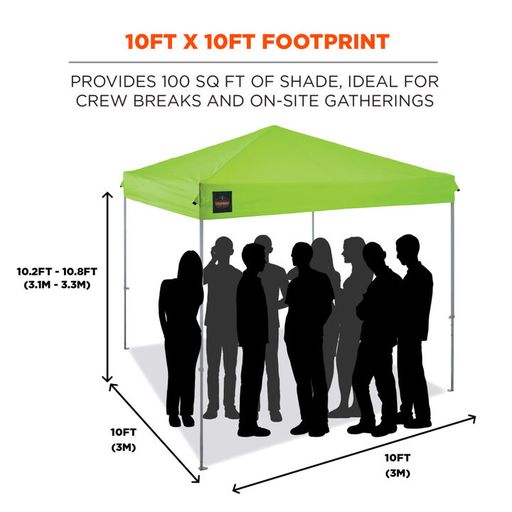 Ergodyne 10 Ft x 10 Ft Lightweight Pop-Up Tent Hi-Vis Green, large image number 1