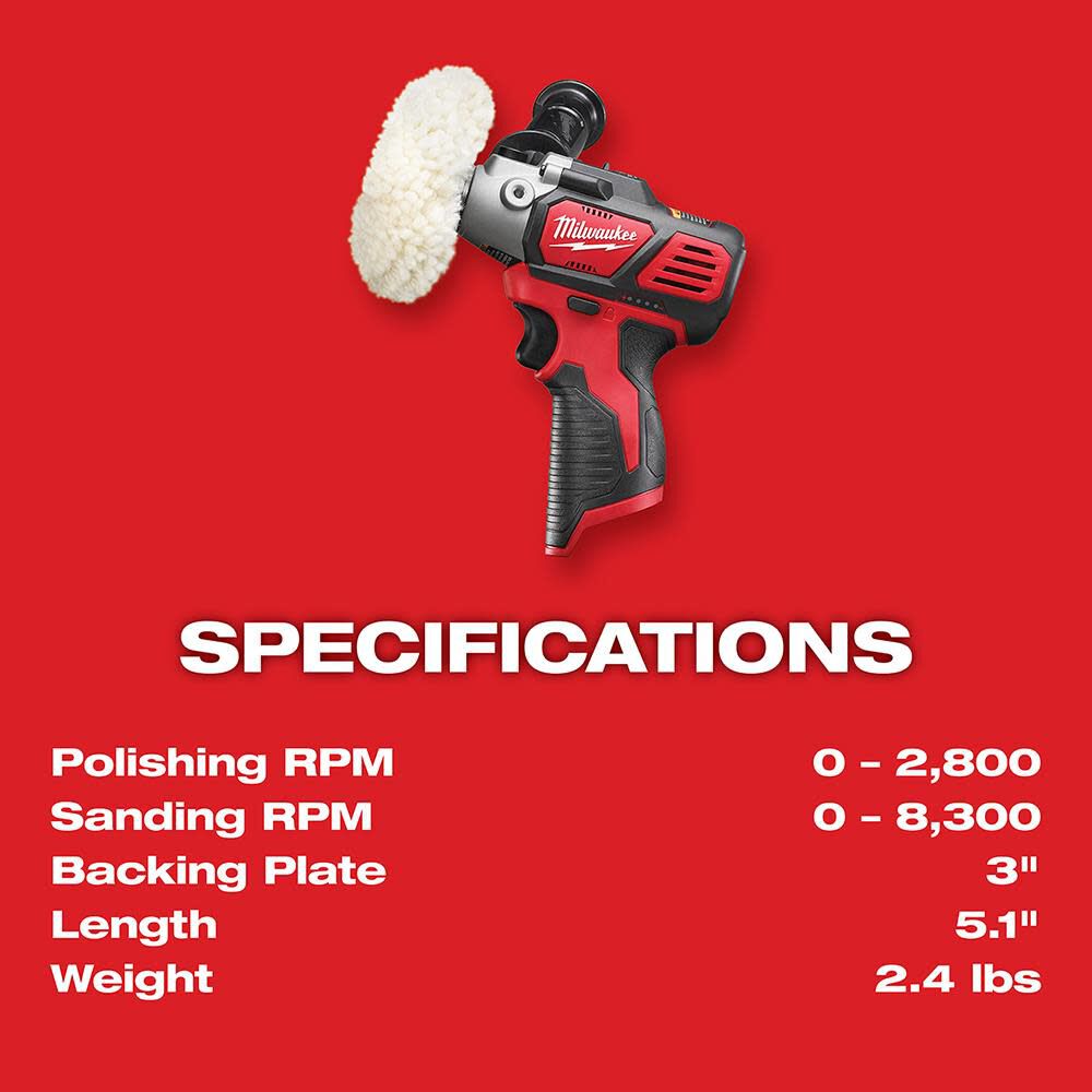 Milwaukee M12 Polisher/Sander-Bare Tool, CP 2Ah & XC 4Ah Starter Kit Bundle, large image number 3