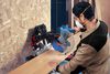 Bosch 12 Inch Glide Miter Saw with Wheeled Folding-Leg Saw Stand Bundle, small image number 5