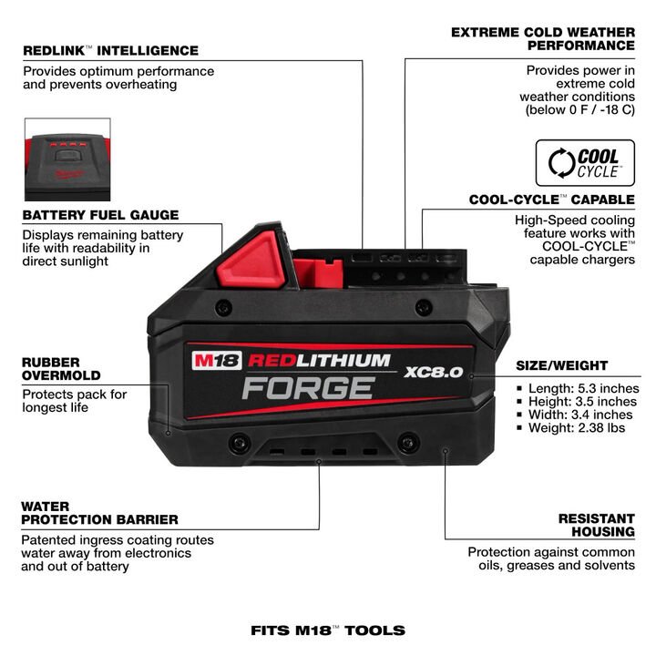 Milwaukee 3 Inch x 18 Inch Belt Sander and M18 Forge XC 18V 8Ah Battery Pack with Fuel Indicator Bundle, large image number 10