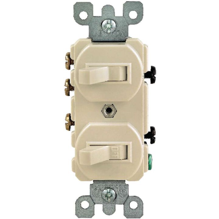 Leviton 3 Way 1 Pole Duplex Combination Rocker Switch 15A Ivory