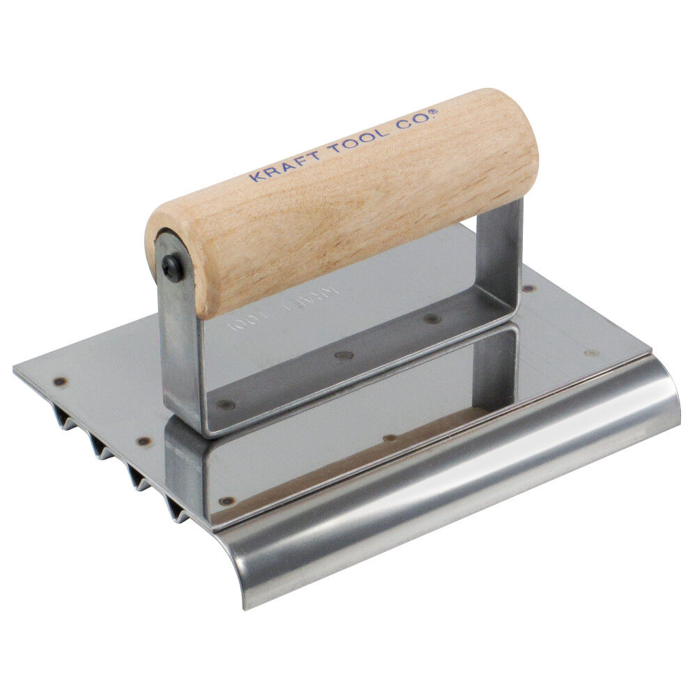 Kraft Tool Co 6 Inch x 4-1/2 Inch 1/2 InchR Safety Step Edger/Groover with Wood Handle, large image number 1
