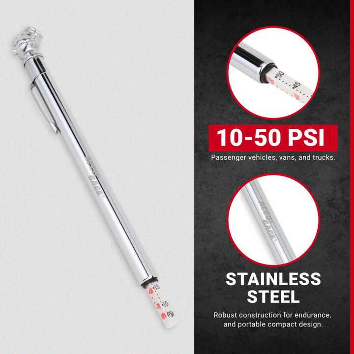 Milton Mid Range 10-50 PSI Tire Pencil Gauge, large image number 1