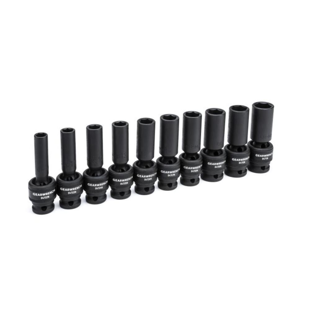 GEARWRENCH 1/2 Inch Drive 6 Point Metric Deep Universal Impact Socket Set 10 Piece, large image number 1