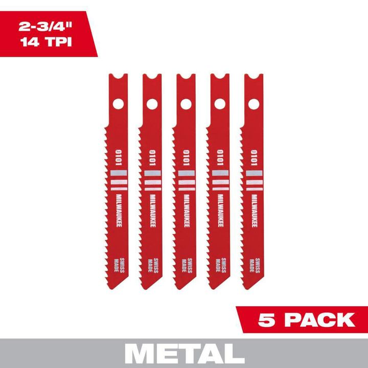 Milwaukee 2-3/4 in. 14 TPI High Speed Steel Jig Saw Blade 5PK