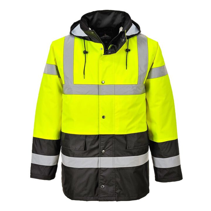 Portwest Yellow and Black Hi-Vis Contrast Traffic Jacket - XL