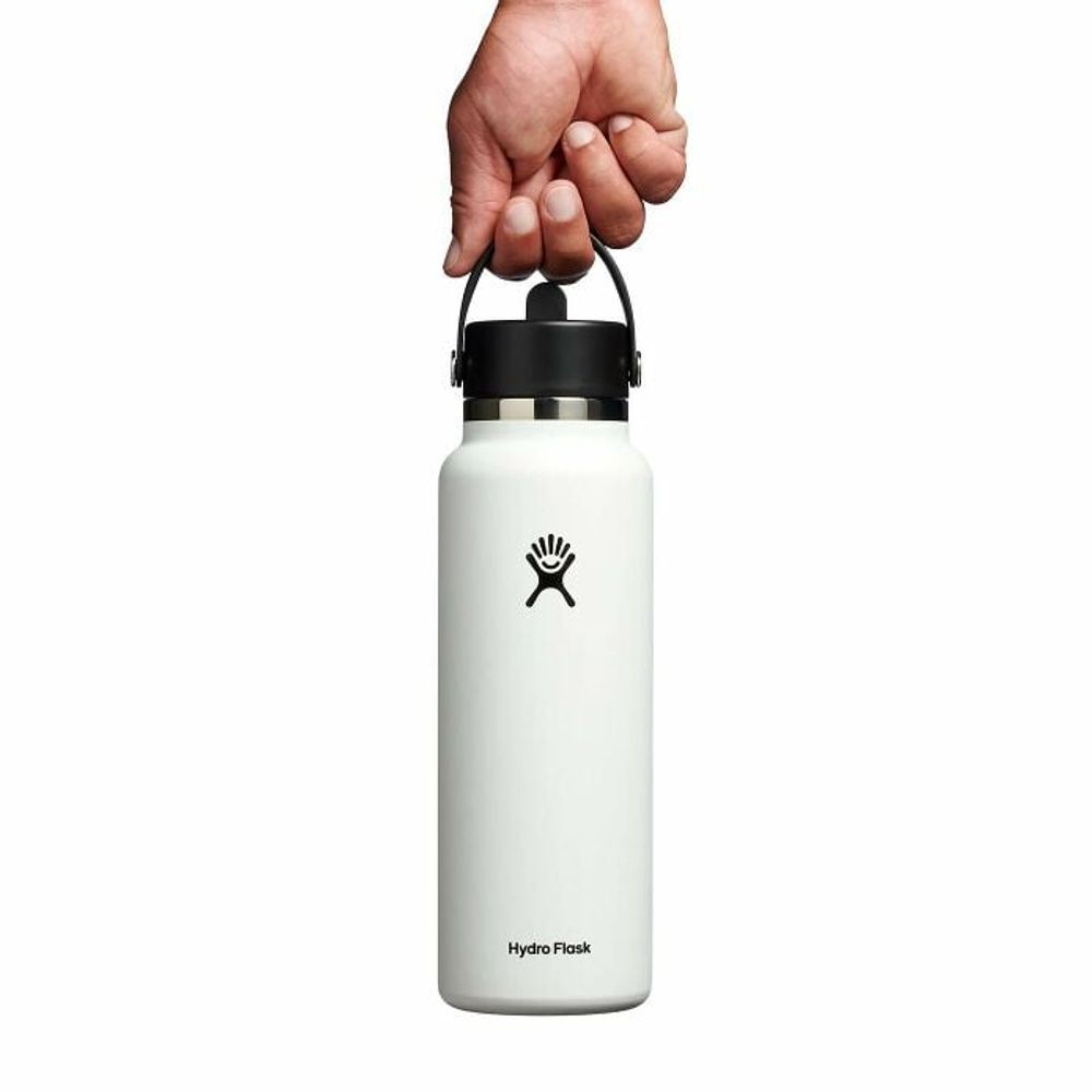 Hydroflask 40 Oz White Insulated Wide Mouth Water Bottle with Flex Straw Cap, large image number 3