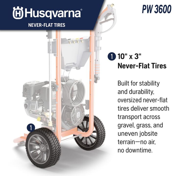 Husqvarna 3600 PSI 2.5 GPM Gas Powered Cold Water Pressure Washer with Control Touch & 4 Spray Tips, large image number 12