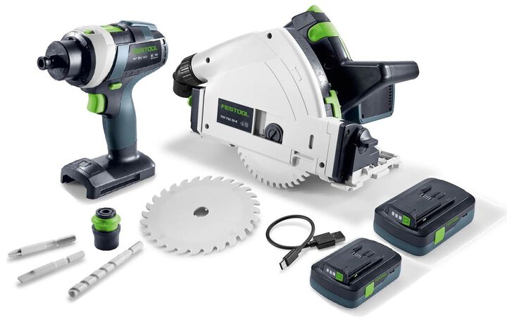 Festool TY-TPC Cordless Drill Toy & TY-TSC Cordless Plunge-Cut Saw Toy with Batteries Bundle