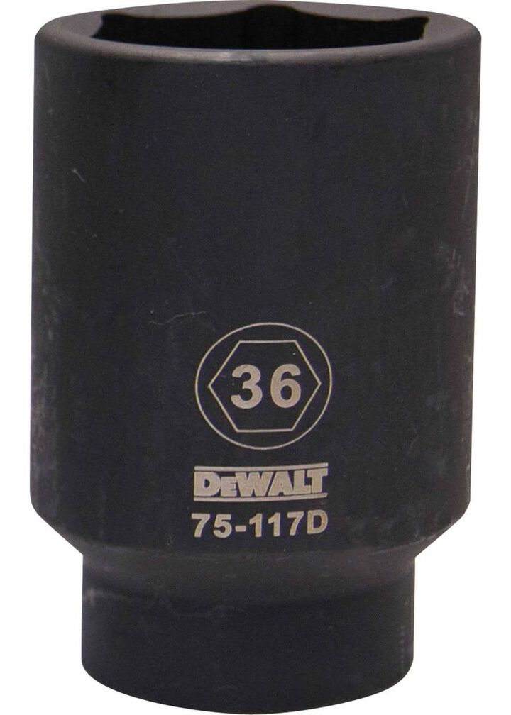 DEWALT 36 mm 1/2 Inch Drive 6-Point Metric Deep Impact Socket
