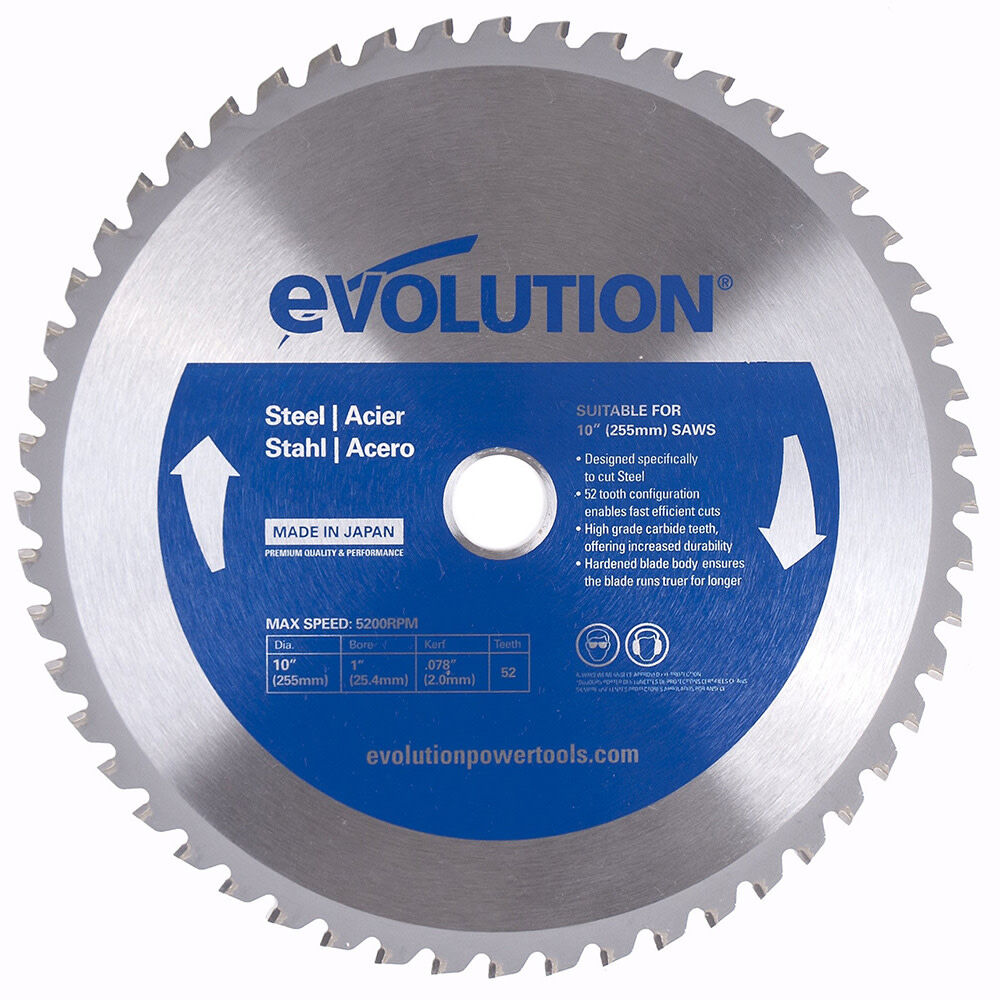 Evolution Power Tools 10 in. 52 Tooth Tungsten Carbide-Tipped Mild Steel Cutting Blade, large image number 1