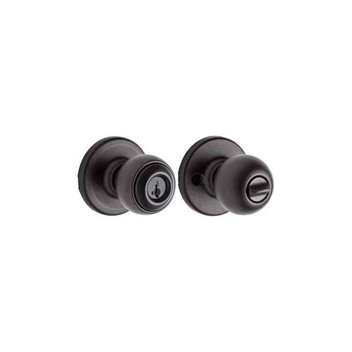 Kwikset Venetian Bronze Security Keyed Entry Exterior Polo Lockset Knob