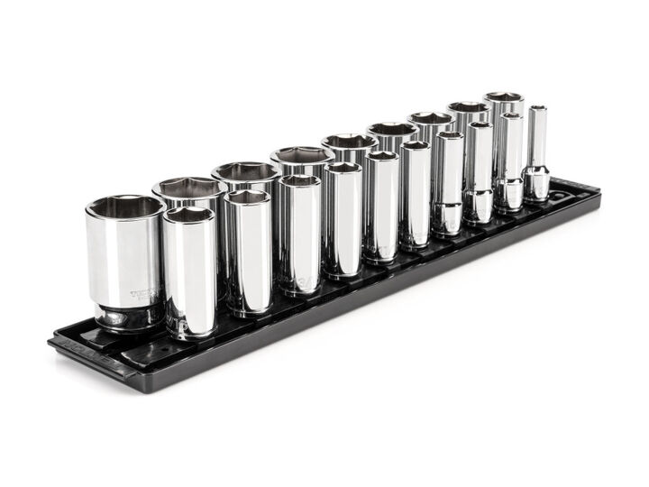 Tekton 1/2 Inch Deep 6 Point Socket Set, 19 Piece (3/8 - 1-1/2 Inch)