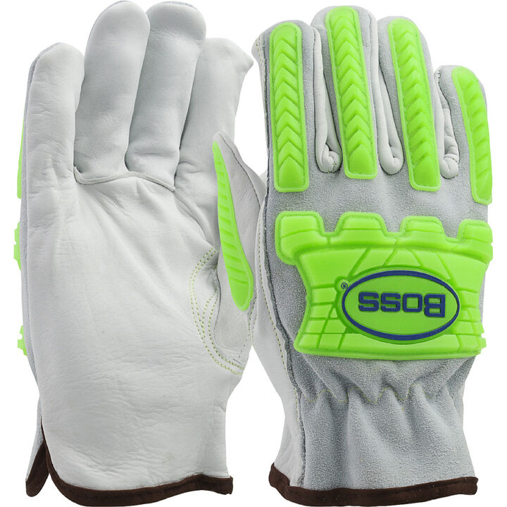 Protective Industrial Products Boss Cowhide Driver Gloves with TPR Knuckle Medium