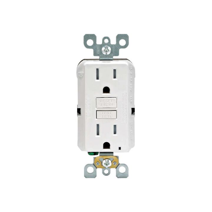 Leviton SmartlockPro GFCI Outlet 15A 125V Duplex White NEMA 5-15R