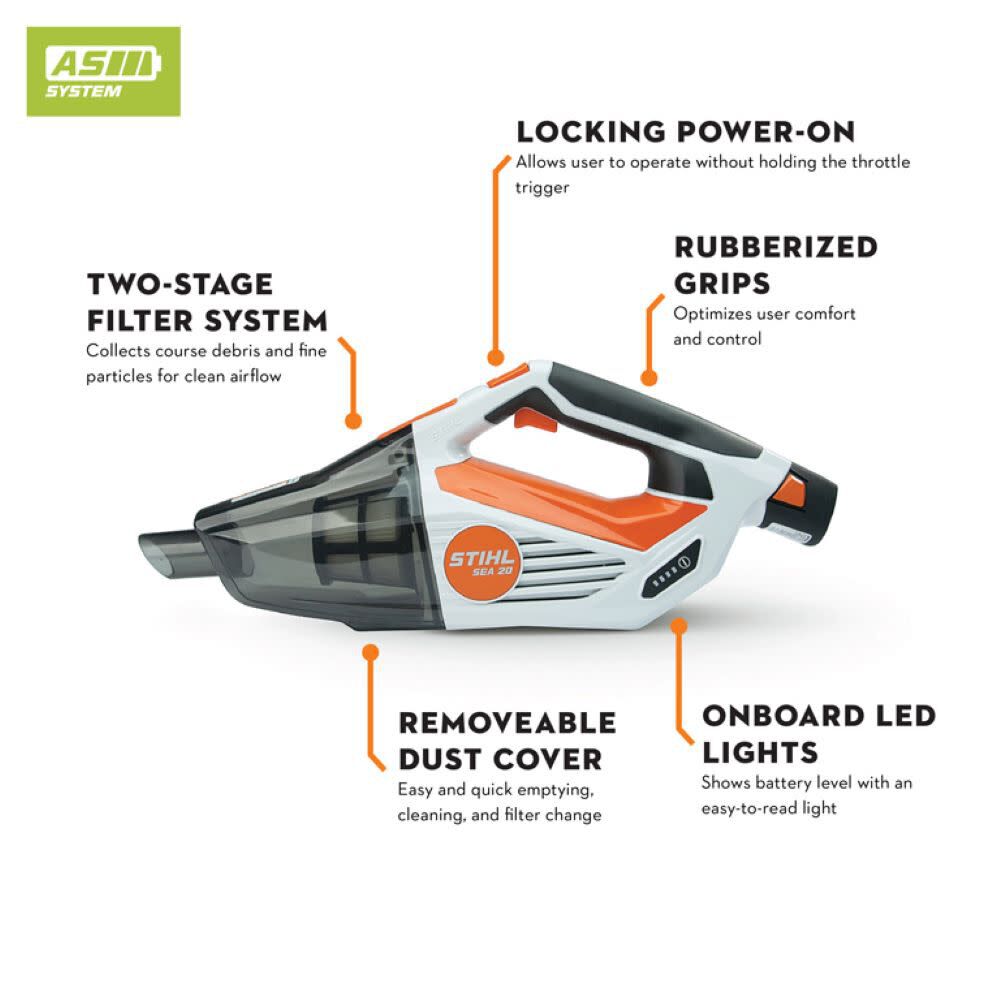 Stihl SEA 20 10.8 Volt Battery Powered Handheld Vacuum with Battery & Charger, large image number 4