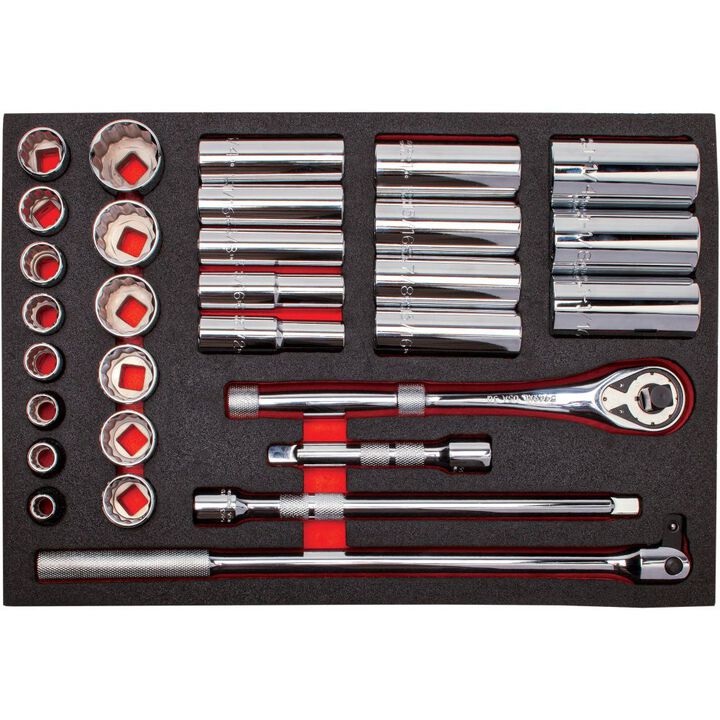 Proto 1/2in Drive 12pt Socket Set 30pc with XL Foam Insert