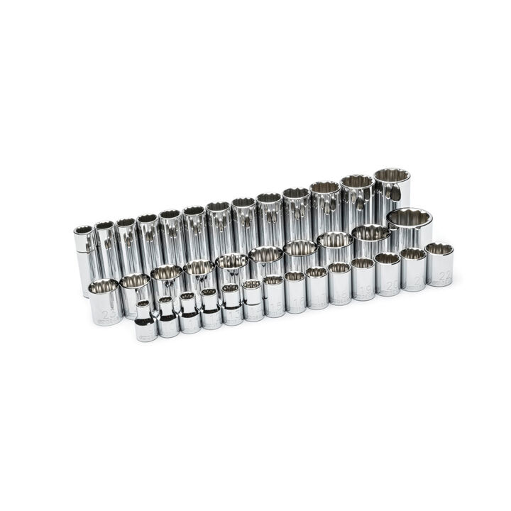 GEARWRENCH 37pc 1/2 In. Drive 12 Point Standard and Deep Metric Socket Set