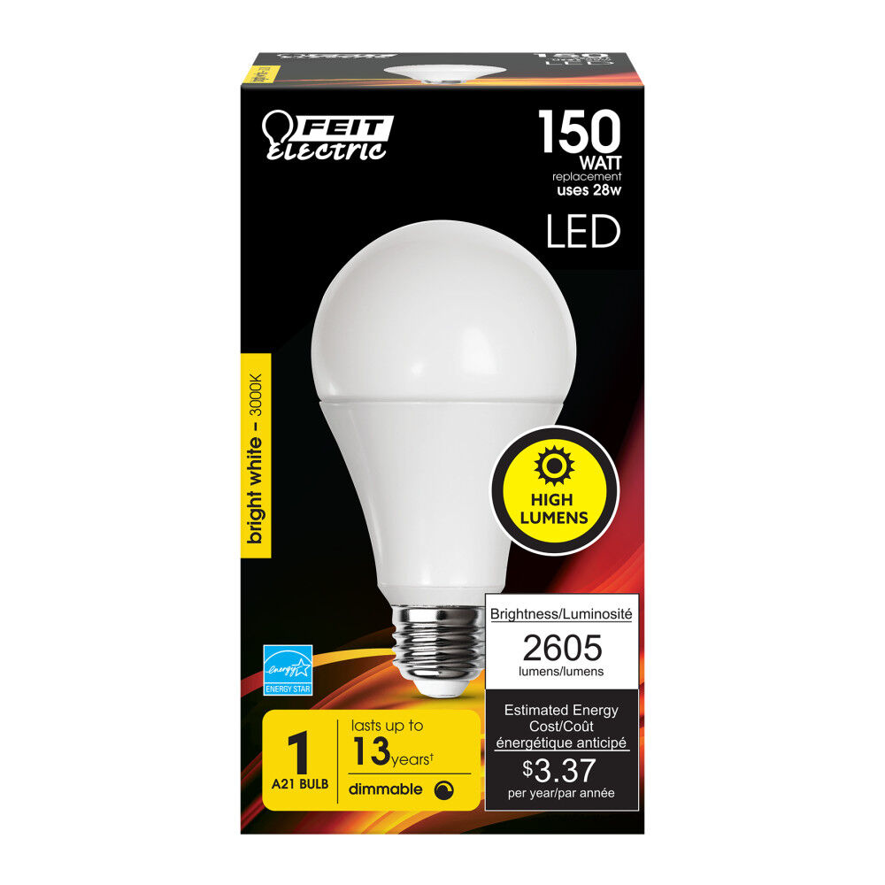 Feit Electric 150W A21 3000K High Lumens LED Bulb 1pk, large image number 2