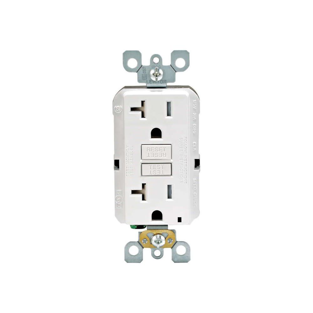 Leviton SmartlockPro GFCI Outlet 20A 125V Duplex White NEMA 5-20R, large image number 1