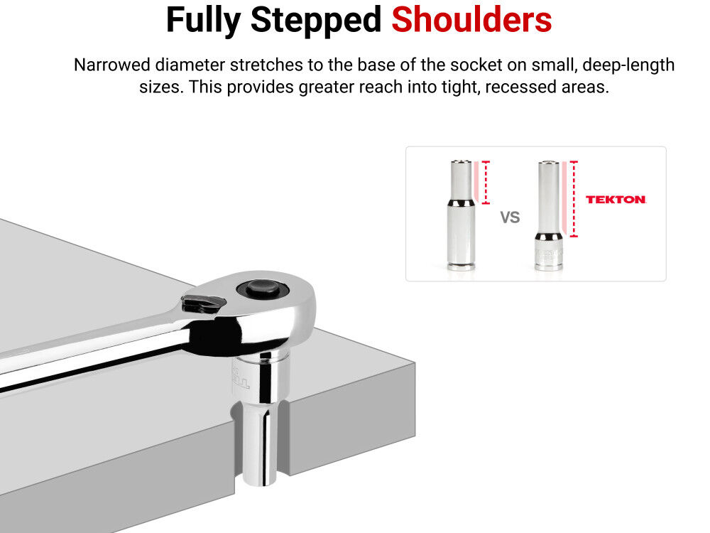 Tekton 3/8 Inch Semi-Deep 12 Point Sockets, Rail, 6 - 24 mm, 19 Pieces, large image number 3