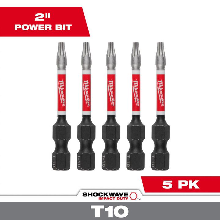 Milwaukee SHOCKWAVE 2 in. T10 Impact Driver Bits 5PK