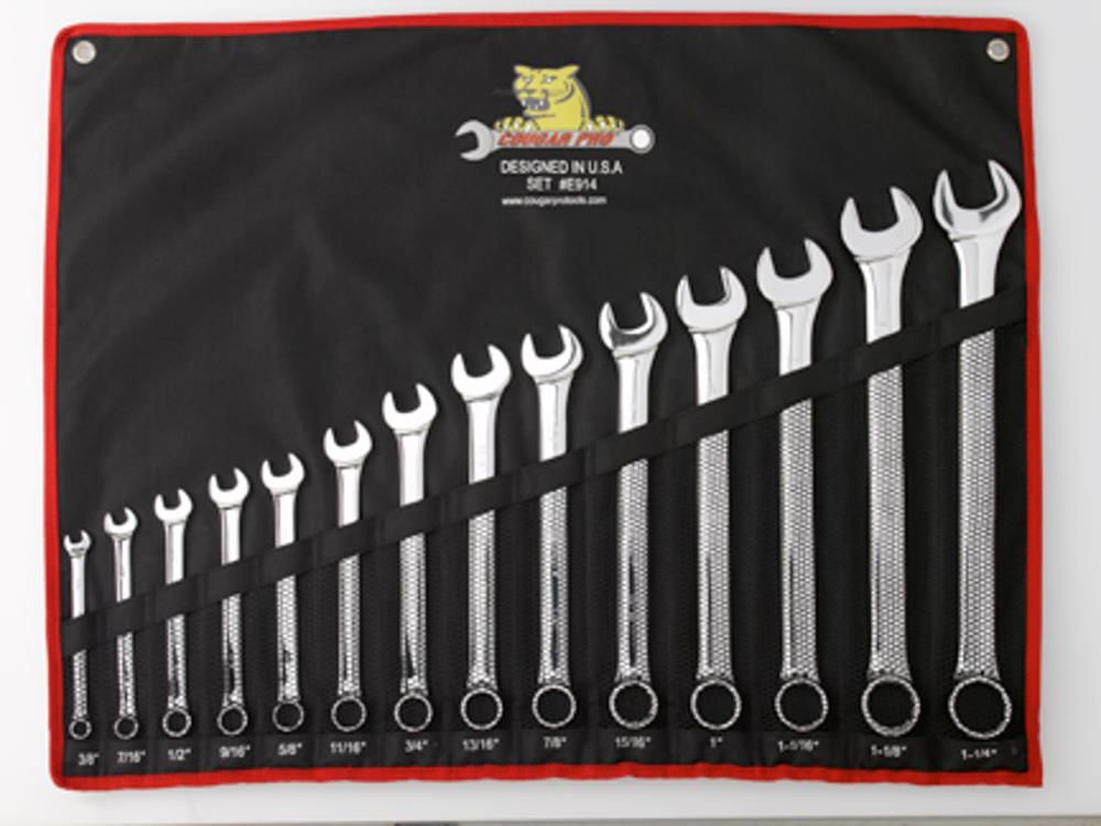 Cougar Pro 14 pc. Full Polish Combination Wrench Set SAE (3/8in to 1-1/4in), large image number 1