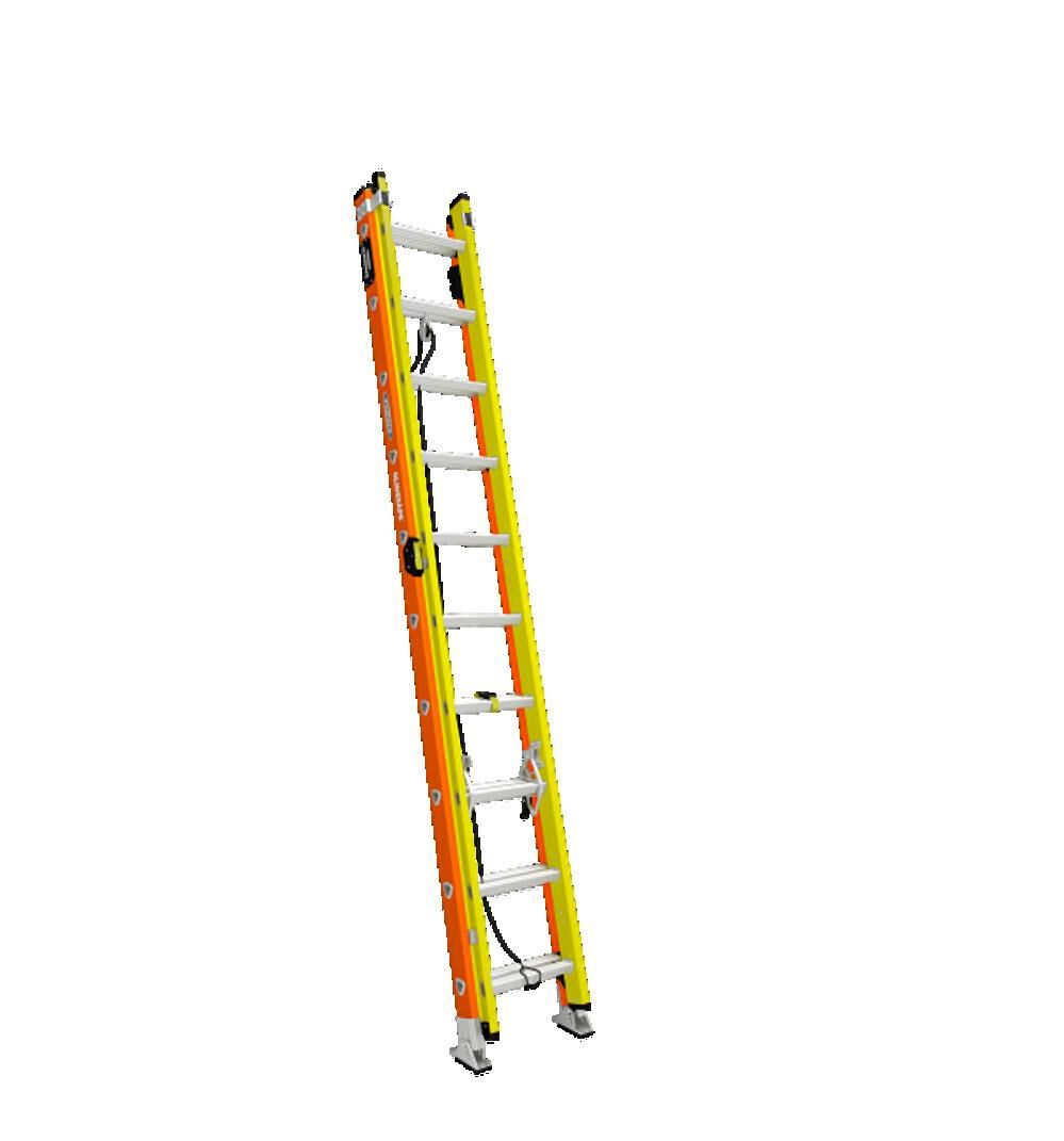 Werner Glidesafe Extension Ladder Fiberglass Tri Rung Type IA 20', large image number 1