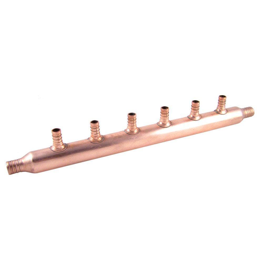 Sharkbite 1/2in T x 3/4in D Crimp Copper 6 Port Manifold Tee, large image number 2