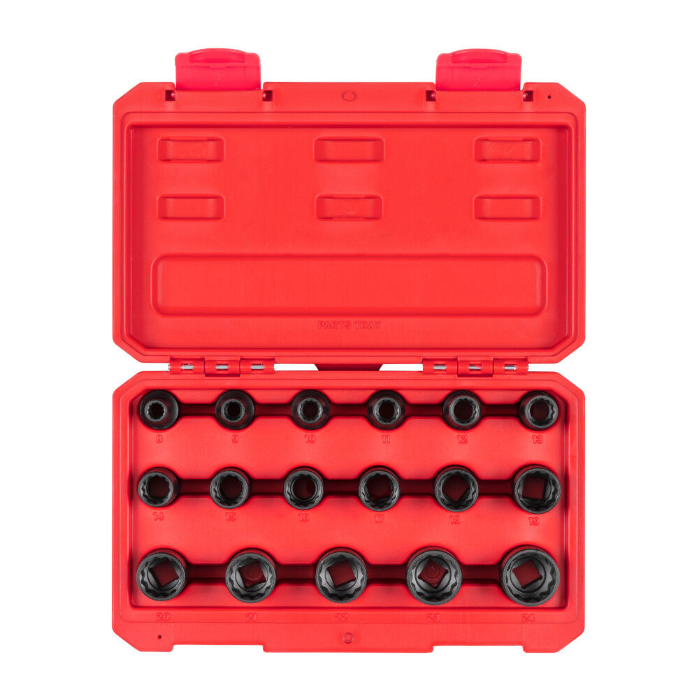Tekton 1/2 Inch 12 Point Impact Socket Set Case, 17 Pieces (8-24 mm), large image number 1