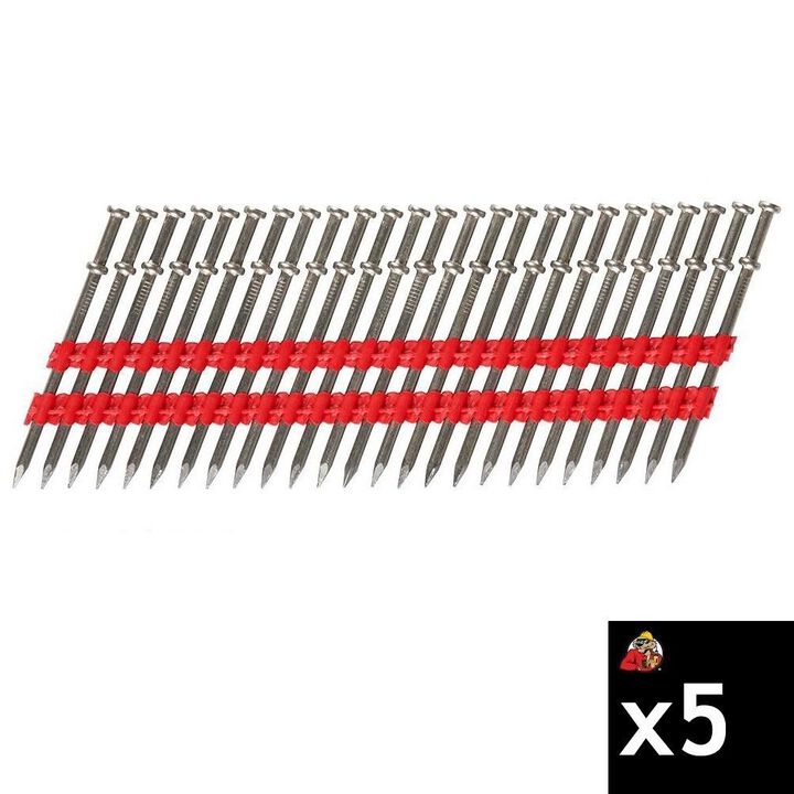 Milwaukee 8D 2-1/4 Inch x 0.131 Inch Collated Duplex Nails Bundle, 5 Packs