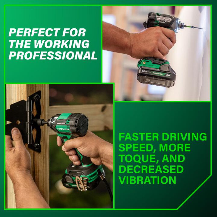 Metabo HPT 18V MultiVolt Cordless Triple Hammer Bolt Impact Driver & 2pk Magnetic Driver Bits No. 2 Square Bundle, large image number 4