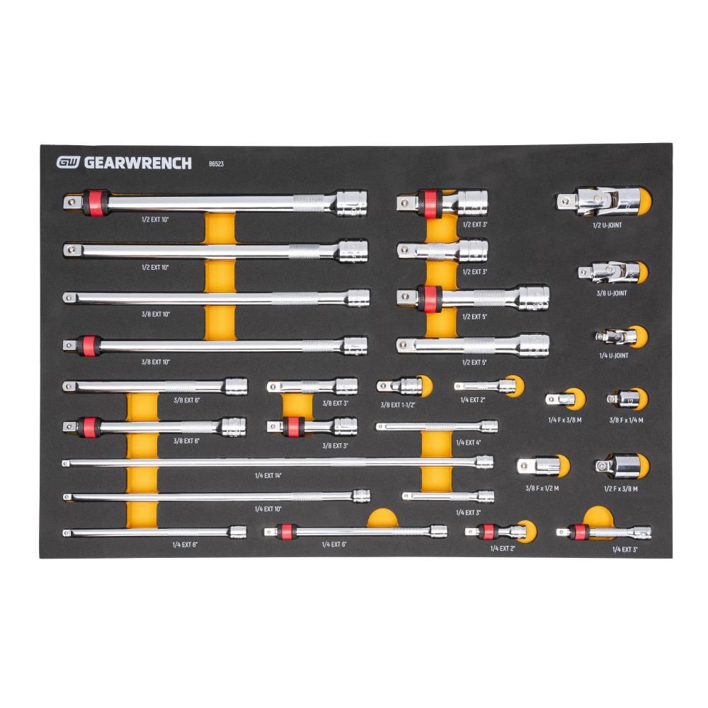 GEARWRENCH Chrome Tool Accessories Set 1/4in 3/8in 1/2in Drive 29pc, large image number 1
