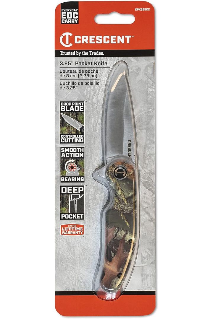 Crescent 3 1/4 Inch Camouflage Drop Point Composite Handle Pocket Knife, large image number 7