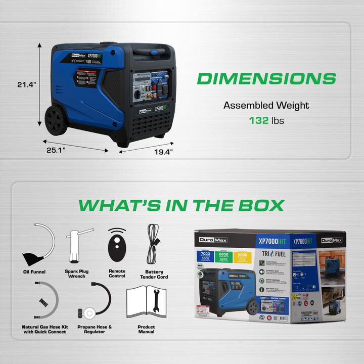 Duromax 7000 Watt Tri Fuel 49 State Portable Inverter Generator with CO Sensor, large image number 7