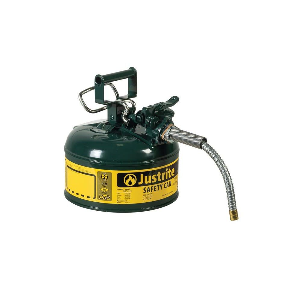 Justrite 1 Gal Steel Safety Green Oil Can Type II, large image number 1