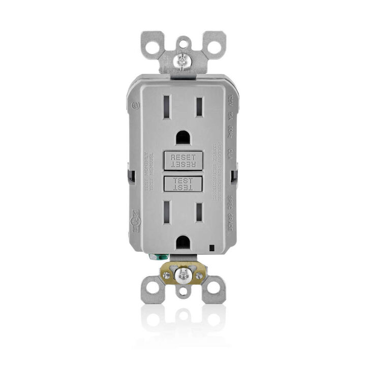Leviton GFCI Outlet 15A 125V Polycarbonate Nema 5-15R Duplex Gray