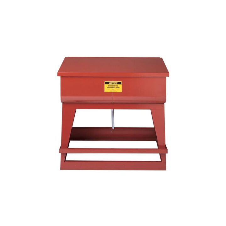 Justrite 22 Gallon Red Steel Floor-Standing Self-Close Cover Rinse Tank, large image number 0