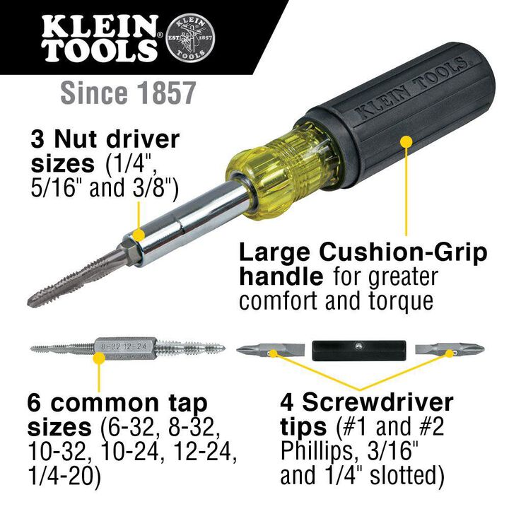 Klein Tools Multi-Bit Screwdriver/Tap Tool 14 Pieces, large image number 1