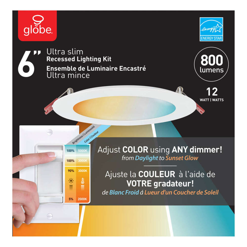 Globe Electric Ultra Slim Recessed Lighting Kit Plastic 12W LED, large image number 3
